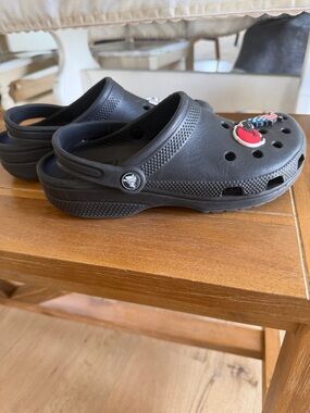 CROCS Kids Black Clog Sandals with Decorative Charms